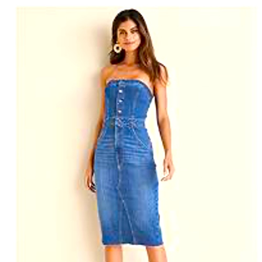 Venus Jean strapless midi dress